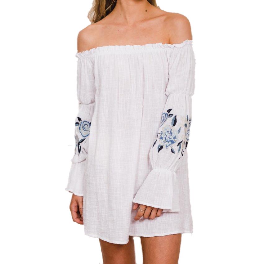 Tully Off Shoulder Dress | White - Fashion Flash Boutique