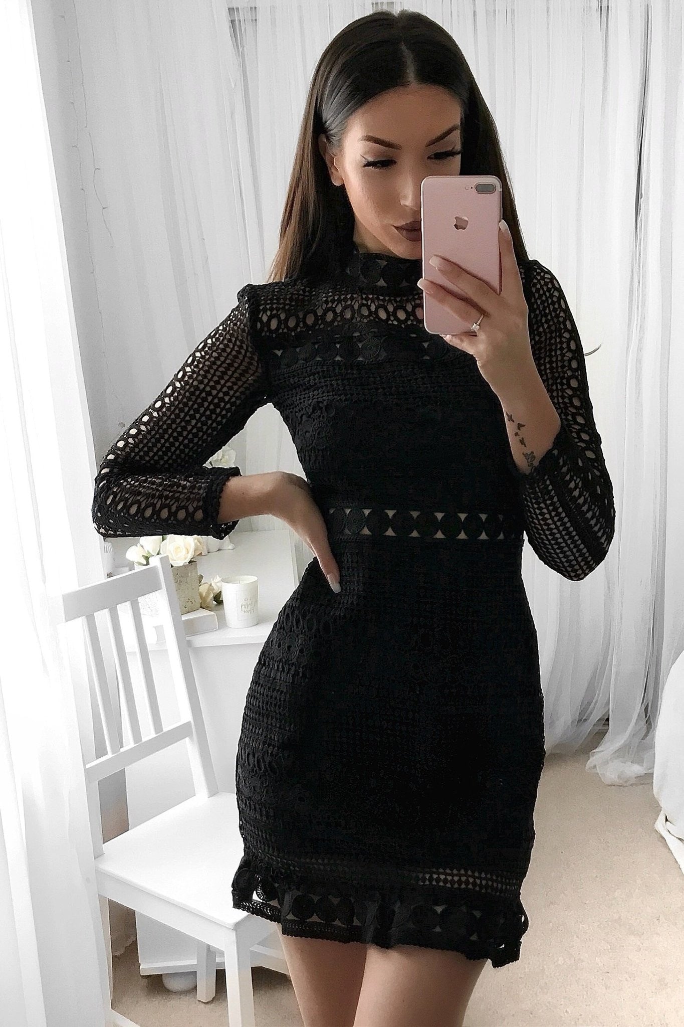 Riverdale Lace Long Sleeve Dress | Black - Fashion Flash Boutique